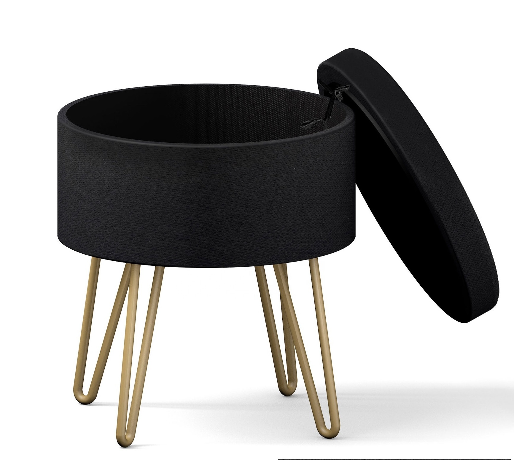 Modern vanity changing shoes chair velvet dinning chair low small round metal ottoman storage foot stool chair