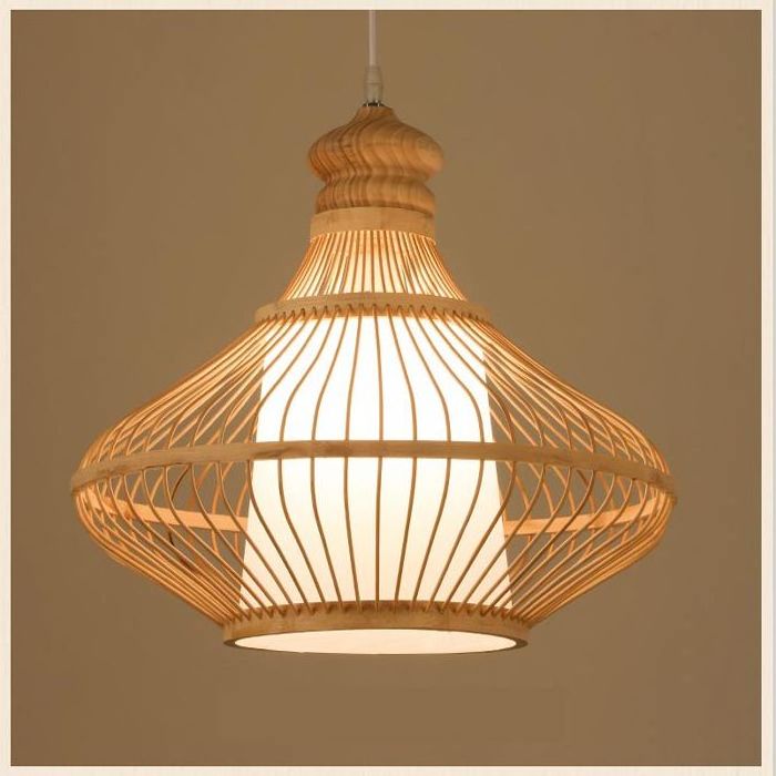 Rustic Bamboo Pendant Lighting Restaurant Light Hand-Made Weave Chandelier Ceiling Light Rattan Craft Wicker Fixtures