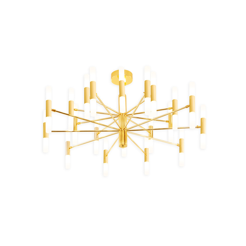 Mid Century Brass Chandeliers 18 Arms Modern Gold Ceiling Hanging Light for Living Room Home Decor Dinning Room