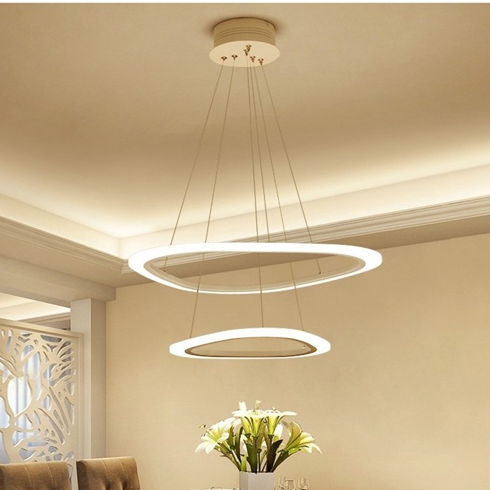 Modern Ceiling Lights Crystal Chain Chandelier Minimalist Living Room Luxury Triangle Classic LED Ring Chandelier