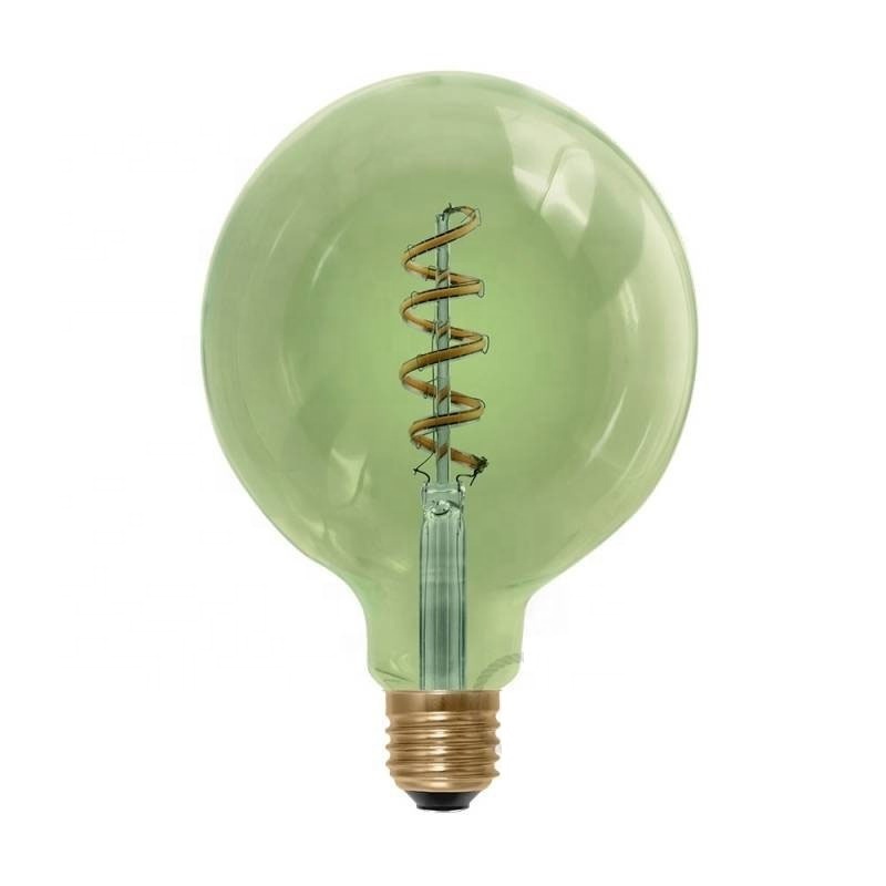 LED Pink Light Green Light Bulb Globe G125 Curved Spiral Filament Colored light  filament bulb