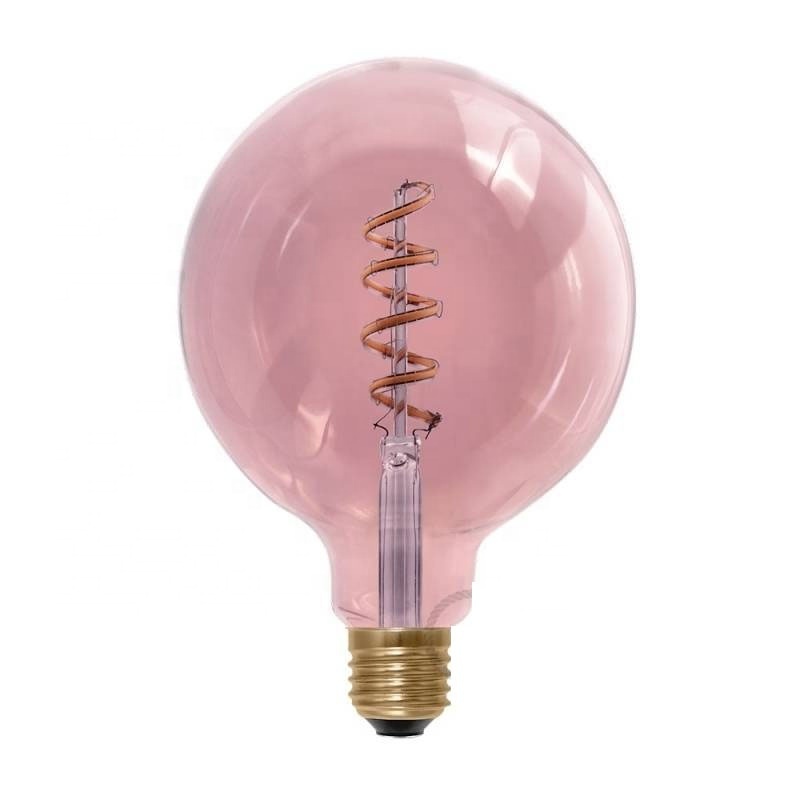 LED Pink Light Green Light Bulb Globe G125 Curved Spiral Filament Colored light  filament bulb