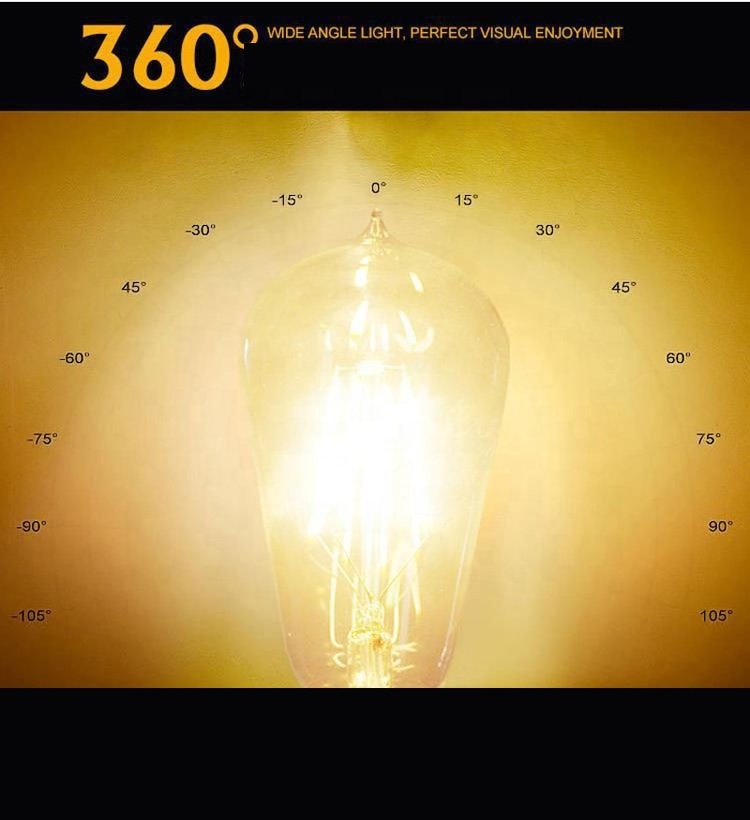 St64 LED 4W Retro Edison Light Bulb E26 E27 BASE ST21 LED Filament Light Bulb 2700 K