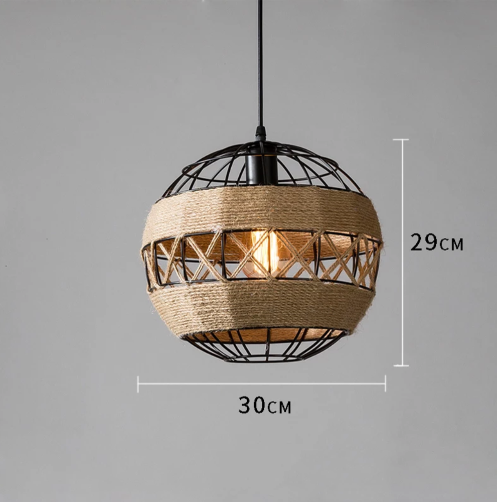 Black Antique Metal Rustic Rope Shades Chandeliers Light Hanging Pendant Light