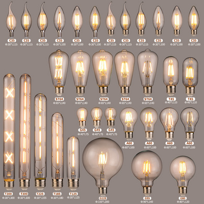 OEM Vintage Decoration Edison LED Filament Bulb E14/E26/E27/B22  C35 A60 G45 G80 G95 ST64 G125