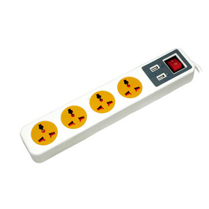 Universal Multi Plug Multiple Socket, Copper Conductor Extension Socket, 4 way 2 USB Socket