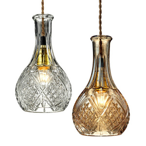 Frosted Bottle Smoked Glass Light Fixture Antique Glass Chandelier with Luxury Lamp Shade