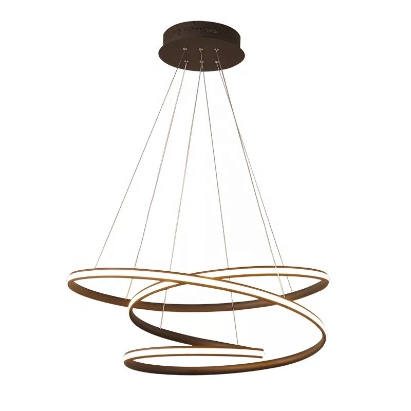 Gold Modern Led Ring Light Living Room Pendant Lamp Dining Room Globe High Ceiling Chandelier