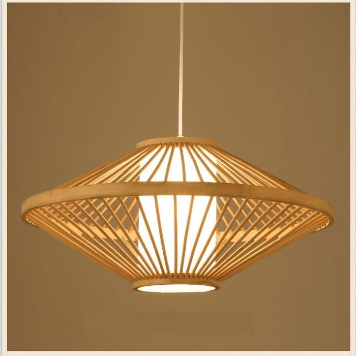 Rustic Bamboo Pendant Lighting Restaurant Light Hand-Made Weave Chandelier Ceiling Light Rattan Craft Wicker Fixtures