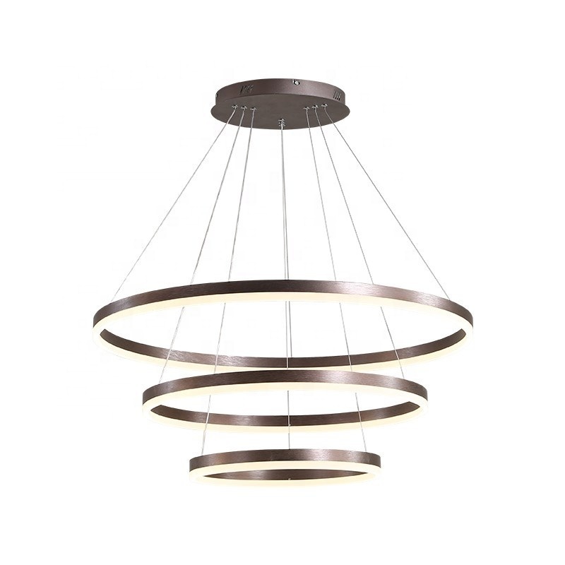 Gold Modern Led Ring Light Living Room Pendant Lamp Dining Room Globe High Ceiling Chandelier