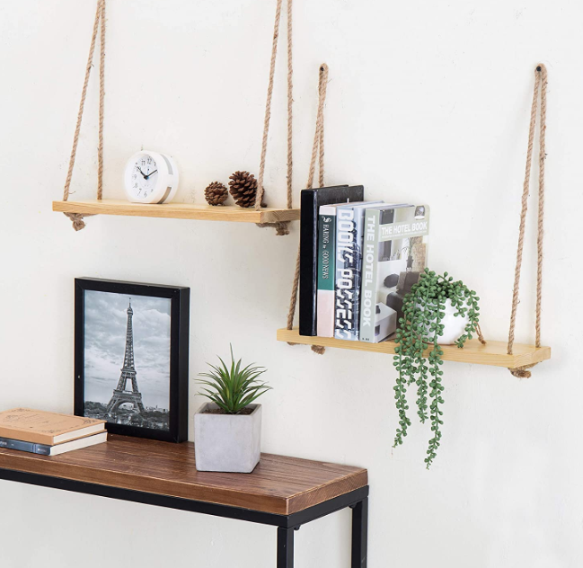 wall arts decoration wooden wall mounted floating shelves for plant and home decor wood wall hanging decoration rack