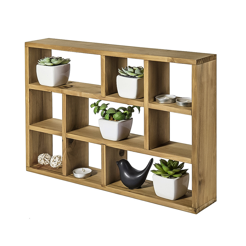 OKSQW Three-Tier Square Wooden Wall Shelves Floating Display Storage for Home Living Room Decor Book Display Storage Shelves