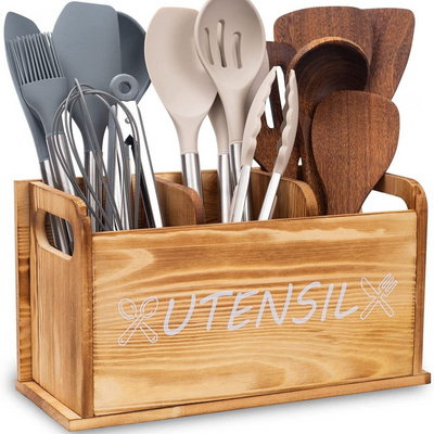 kitchen counter organizer for Cooking and Silverware storage Cooking Tools wood container Utensil Holder for kitchen