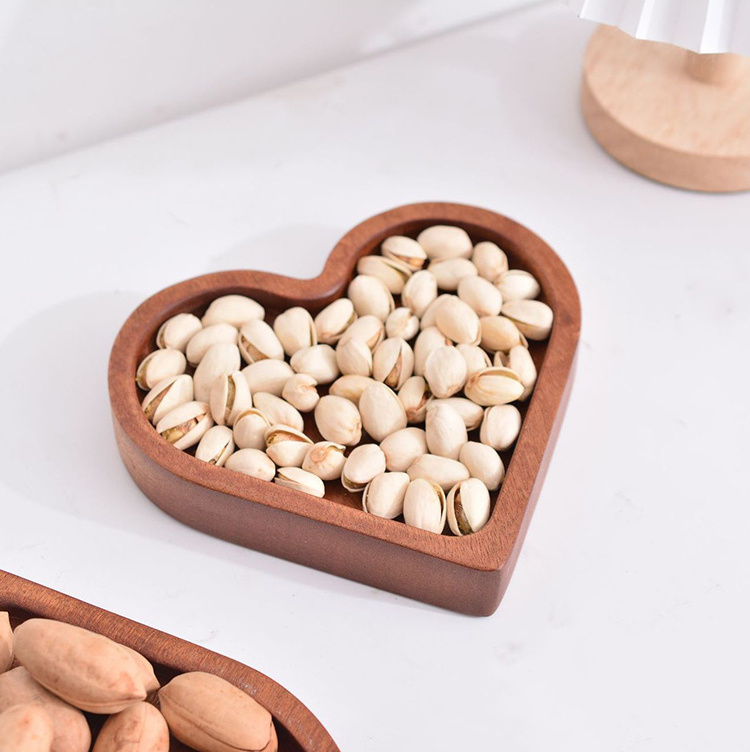 wood crafts Counter Organiser tray desktop snack tray for home decor luxury heart shape for food organizer display  tray