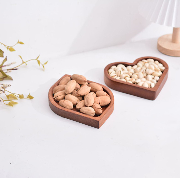 wood crafts Counter Organiser tray desktop snack tray for home decor luxury heart shape for food organizer display  tray