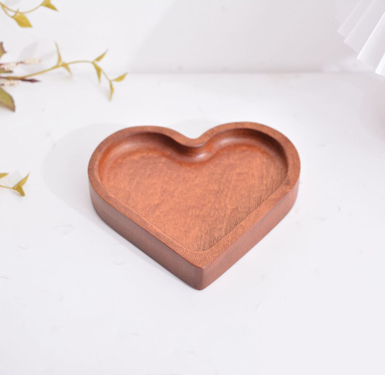 wood crafts Counter Organiser tray desktop snack tray for home decor luxury heart shape for food organizer display  tray