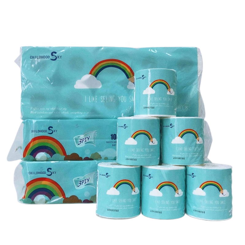 3 ply Sanitary Paper English packaging toilet paper, high quality  core bathroom tissue tissue paper ready to stock