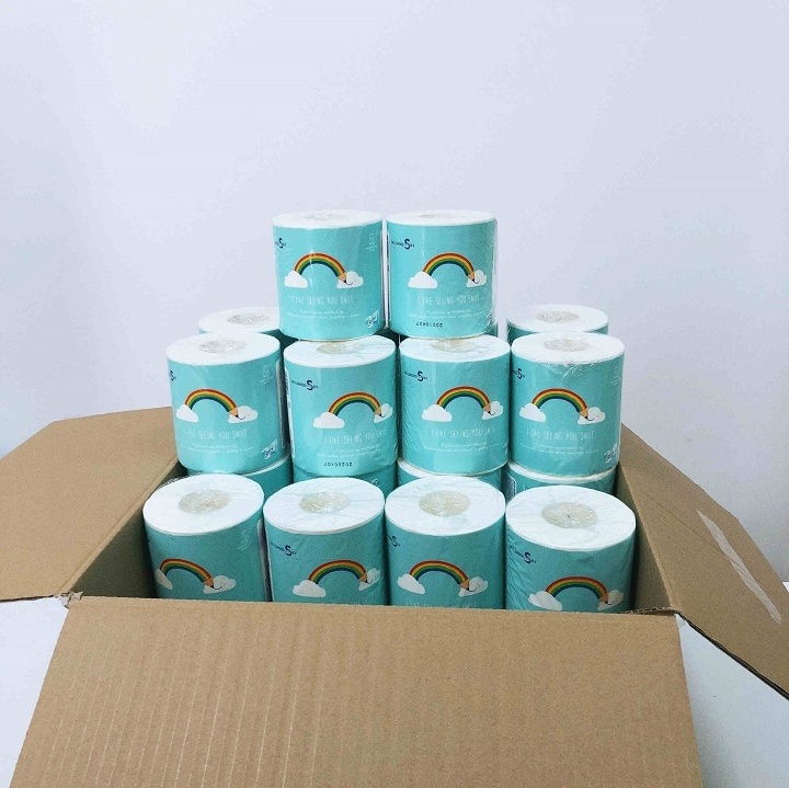 3 ply Sanitary Paper English packaging toilet paper, high quality  core bathroom tissue tissue paper ready to stock