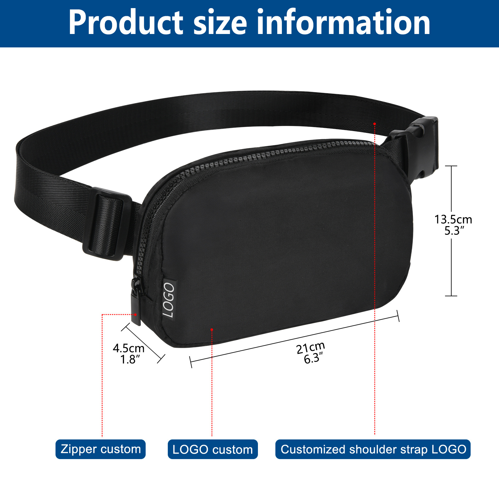 custom Wholesale sport nylon fanny pack crossbody  mini yoga lulu bag belt bag cross  custom fanny pack waist bag for women