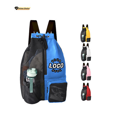 custom nylon foldable mesh polyester gym drawstring Backpack wet bag Pocket net mesh beach bag with logo arena swimming mesh bag