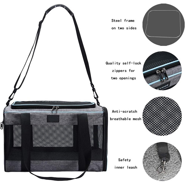 Custom Portable Pet Dog/Cat/Puppy Carry Bag Foldable Backpack  Breathable Travel  Airline black pet carrier travel bag