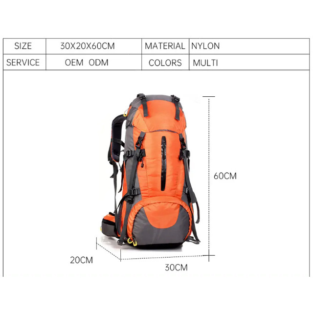 BSCI custom large capacity camping hiking mountain travel bags backpack 65l trekking bag backpack