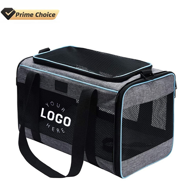 Custom Portable Pet Dog/Cat/Puppy Carry Bag Foldable Backpack  Breathable Travel  Airline black pet carrier travel bag