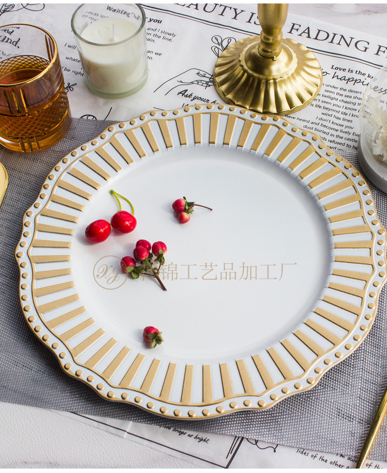 XiangJin Amazon Hot Sale Clear Gold Rim Glass Charger Plates Wedding Charger Plates