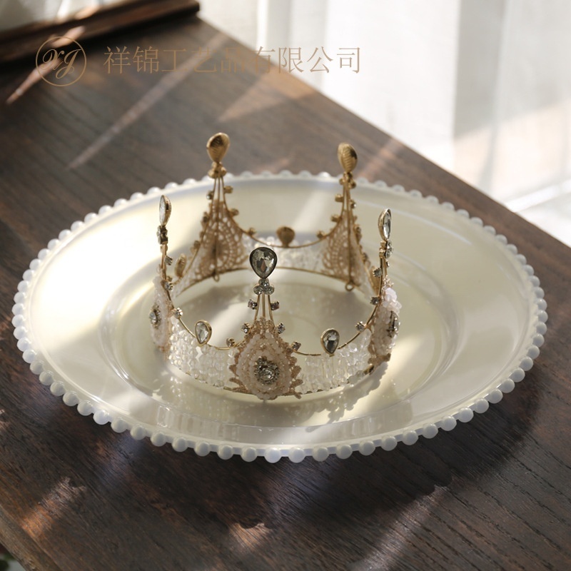 XiangJin Customized Decor Plastic Dessert Dishes Charger Plates Wedding white Pearls Dinner Plates