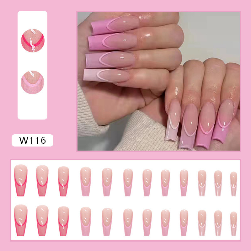 24PCS Fake Nails  Press on Nails Almond Acrylic Full Cover False Nails for Women and Girls