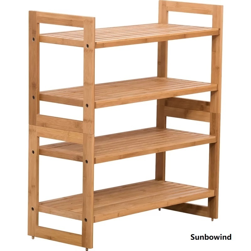 Sunbowind High Quality Eco- friendly Bamboo  Stackable Shoe Rack