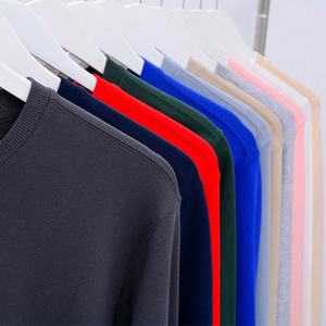 Xinglan High Quality Men's OEM Pullover Plain Dyed Plush Blank  Crewneck Cotton Custom Hoodie Crew Neck Sweatshirt Wholesale