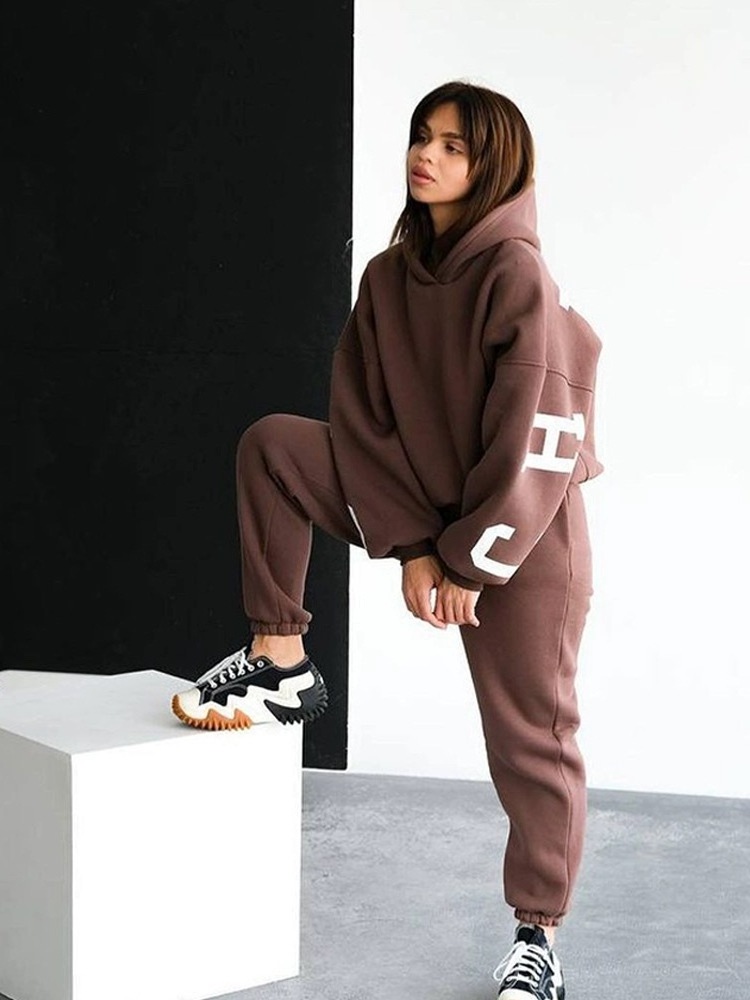 Custom Logo  Hoodies And Sweat Pants Jogger Set 2 Two Piece Set Sweatpants And Puff Printing Hoodie Set embroidery hoodie