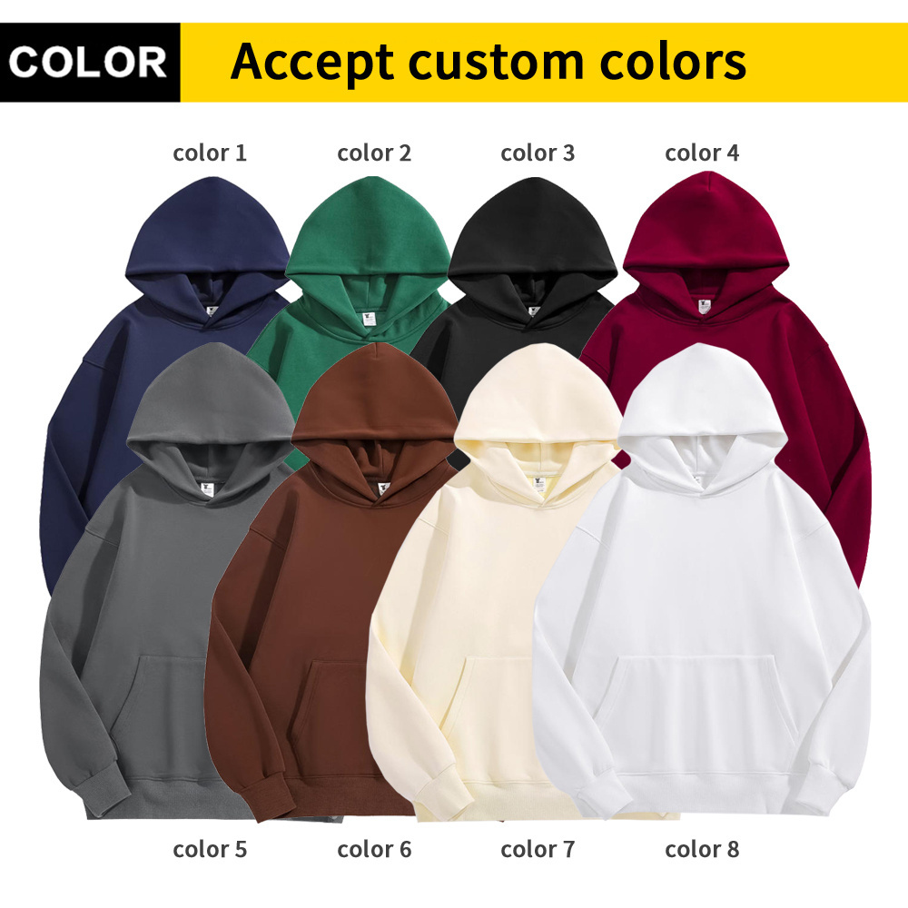 Wholesale 500gsm Unisex 100% Cotton Hoodie Pullover High Quality Mens Blank Oversized Fleece Puff Printing Hoodie