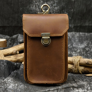 New High Quality Outdoor Fanny Waist Bag Men Genuine Leather Running Phone Pouch Small Phone Cigarette Case