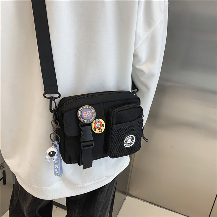 Custom promotional unisex stylish street cool korean fashion small square shoulder messenger bag for man bags cross body bag