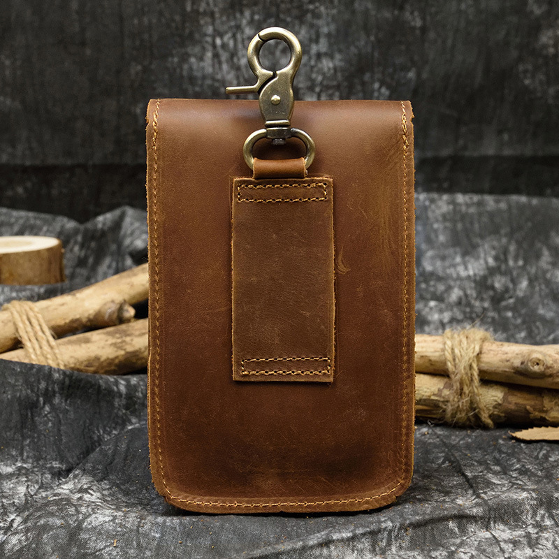 New High Quality Outdoor Fanny Waist Bag Men Genuine Leather Running Phone Pouch Small Phone Cigarette Case