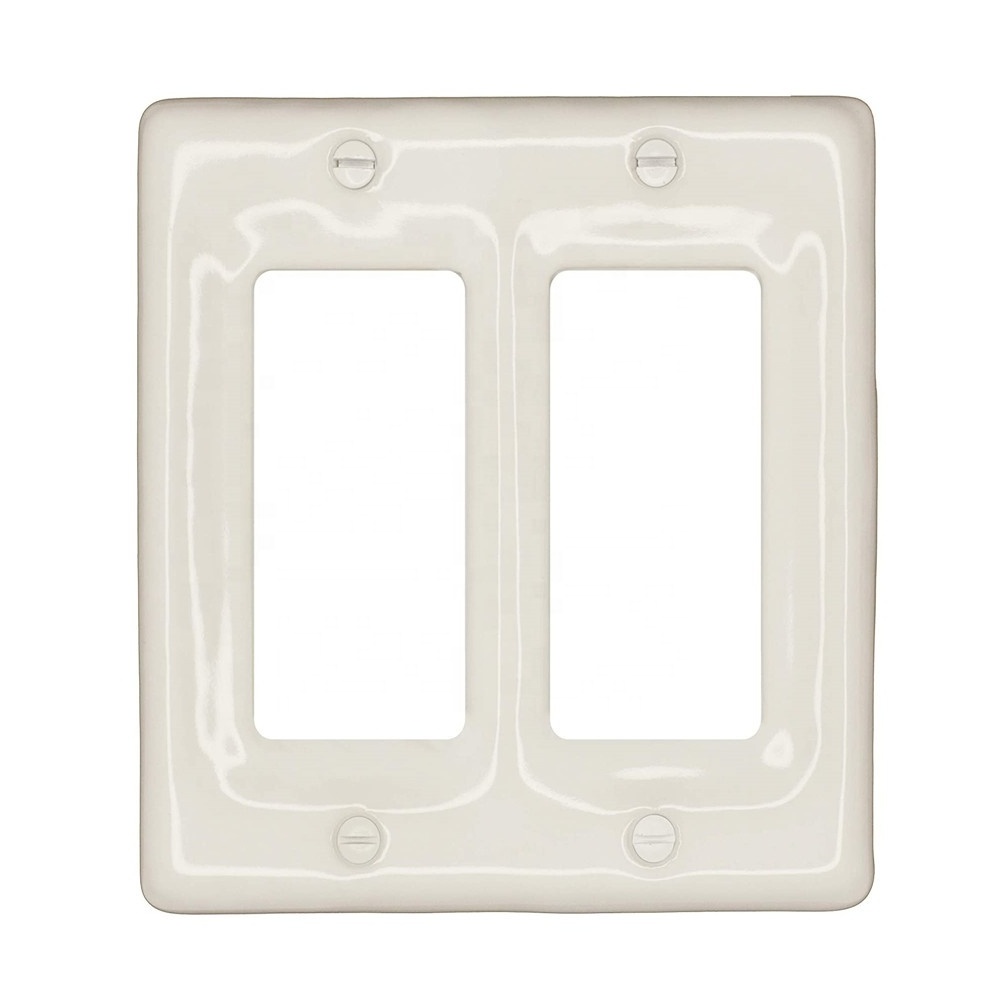 Modern Framed Single Duplex Wall Plate Decorative Outlet Covers 1-Gang Switch Plates Porcelain Standard Size White