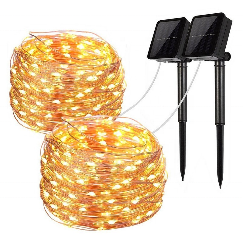 Outdoor LED Solar Fairy String Light Waterproof Garden Decoration Garland 8Modes Copper Wire Light For Street Patio Christmas