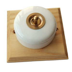 110v 220v Retro Brass Hotel  Porcelain Wood Light Living Room  Nordic Luxury Homestay  Round Toggle Wall Light Switch