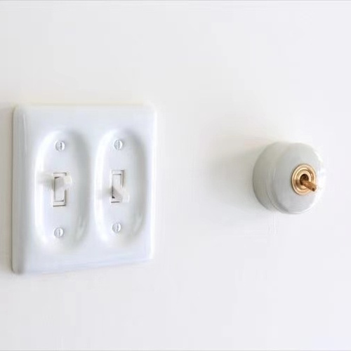 110v 220v Retro Brass Hotel  Porcelain Wood Light Living Room  Nordic Luxury Homestay  Round Toggle Wall Light Switch