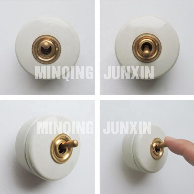 110v 220v Retro Brass Hotel  Porcelain Wood Light Living Room  Nordic Luxury Homestay  Round Toggle Wall Light Switch