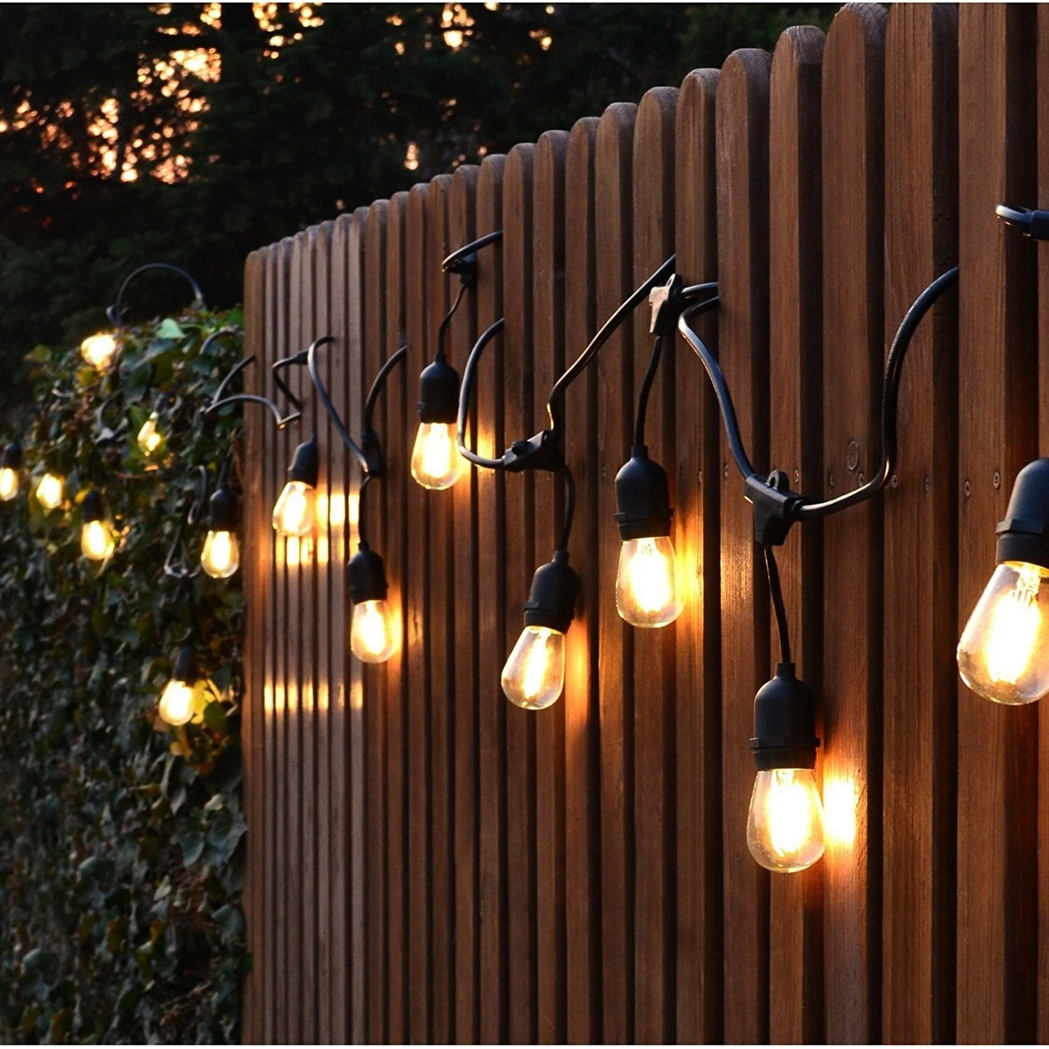 LED Outdoor String Lights for Patio with Remotes 48FT Waterproof Hanging Lights String with Edison Bulb for Bistro Backyard