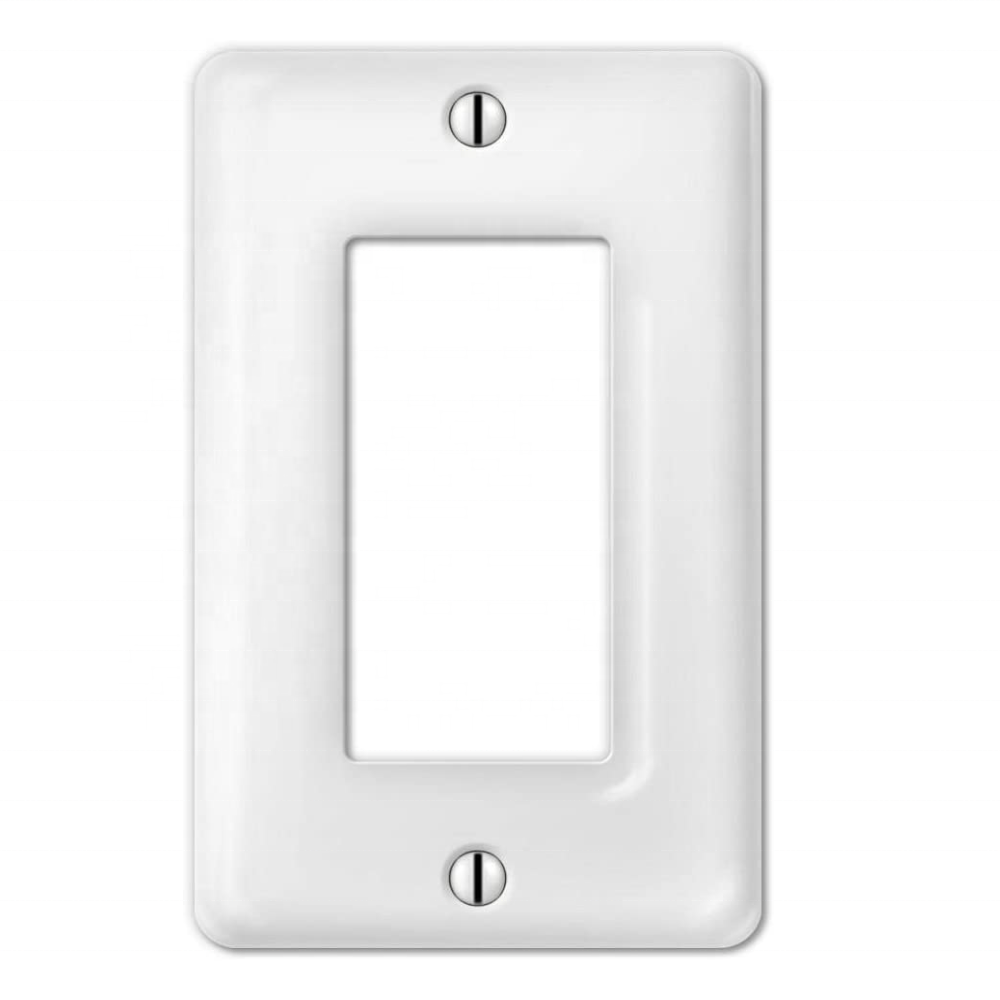 Modern Framed Single Duplex Wall Plate Decorative Outlet Covers 1-Gang Switch Plates Porcelain Standard Size White