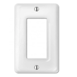 Modern Framed Single Duplex Wall Plate Decorative Outlet Covers 1-Gang Switch Plates Porcelain Standard Size White