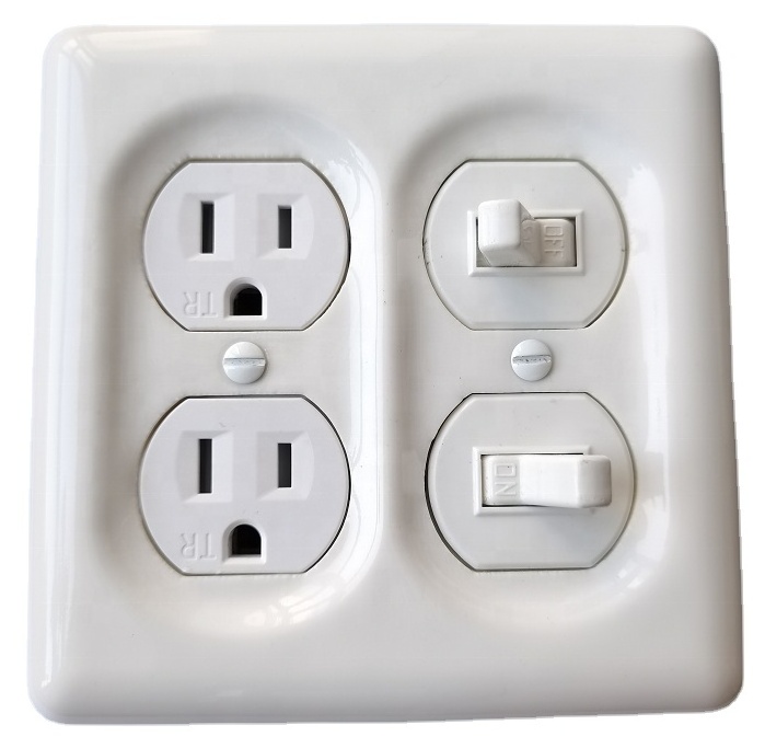 Luxurious Retro Porcelain Decorative Switch Plate Stain Resistant Ceramic Wall Switch Plates Outlet Cover