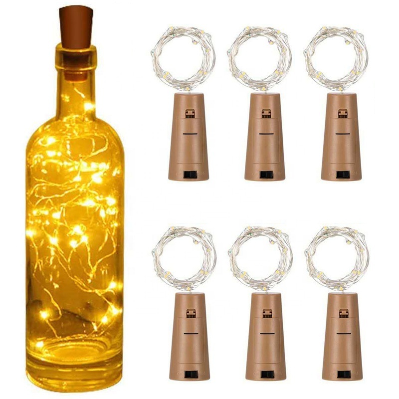 LED Wine Bottle Cork Copper Wire Fairy Lights Led String Battery Operated Outdoor Solar Fairy Lights with cork Holiday Decor