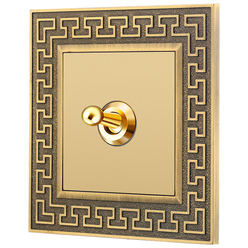 Retro Wall Light Brass Lever Toggle Switch 1 2 3 4 Gang 2 Way 86 type Toggle Switch Bronze Zinc Alloy Panel for Home Living Room