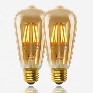 Antique Vintage Style Dimming ST64 LED Edison Flexible Bulb Amber Warm e26 e27 110V 220v Filament Wire Light Bulbs