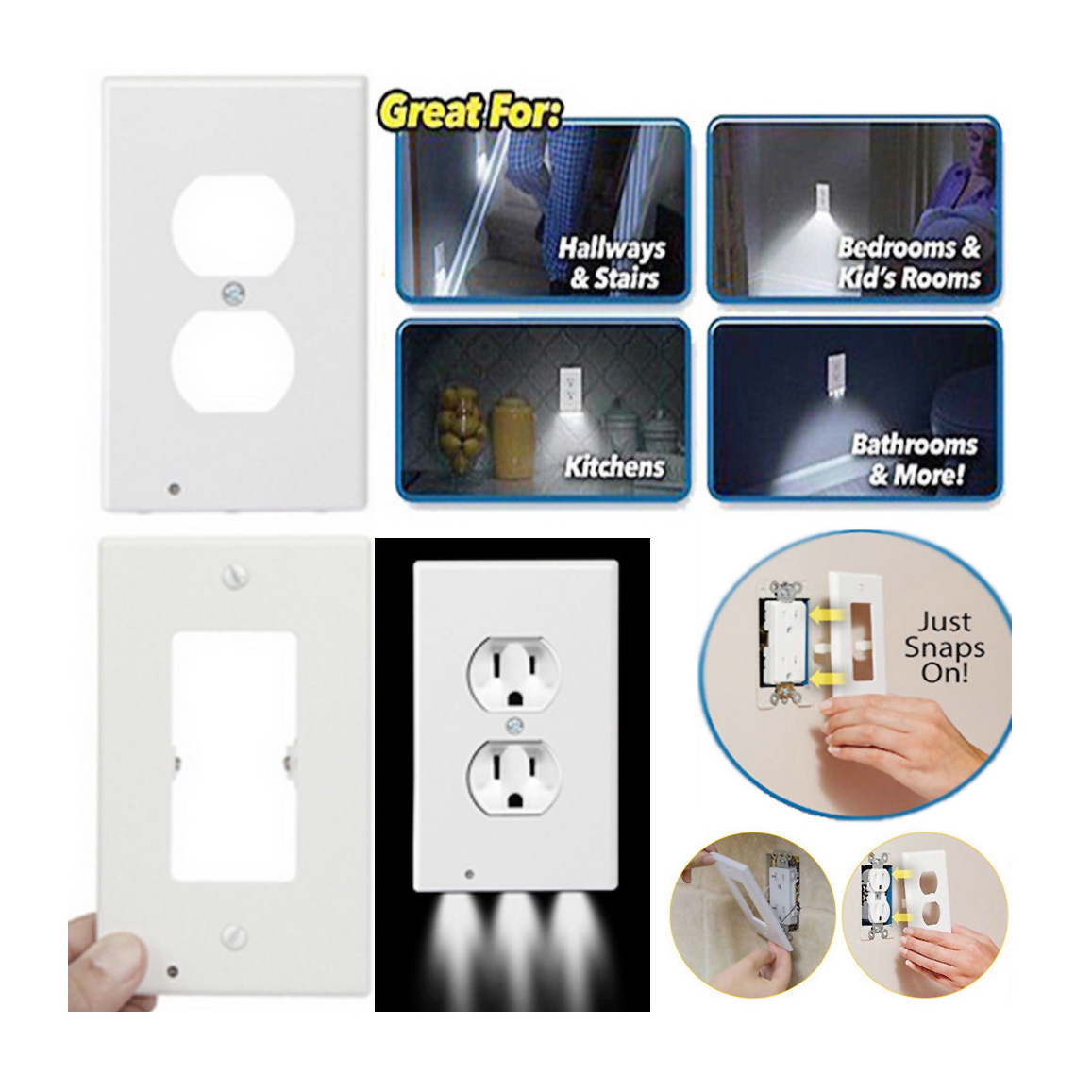 American Standard White Color Wall Socket Popular Household Item Smart On/Off Night Light Single Pole Switch Max. Voltage 110V